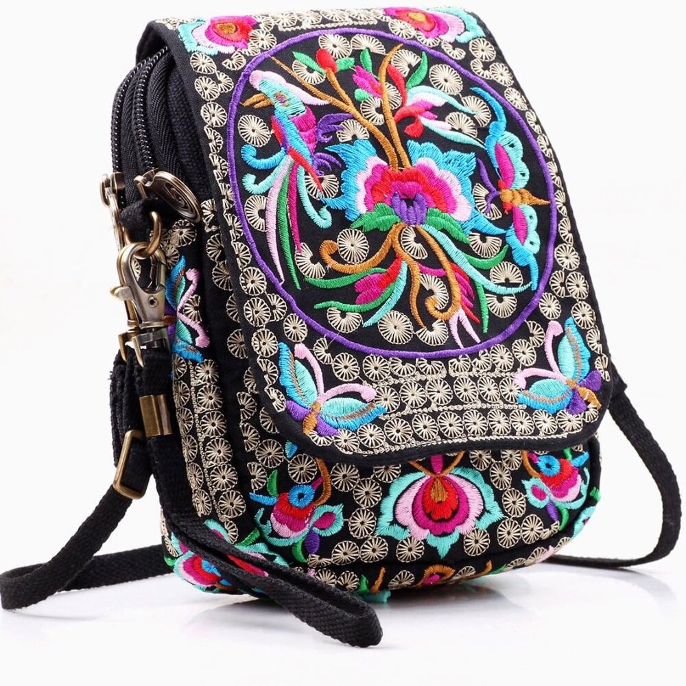 Embroidered Cute Mini Crossbody Bag For Women Small Handbags Wristlet Wallet Bag View 2